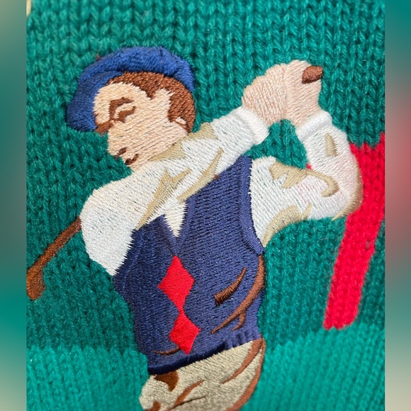 Vintage Par Four Ramie and Cotton Blue USA golf Graphic Sweater Large - Picture 11 of 11